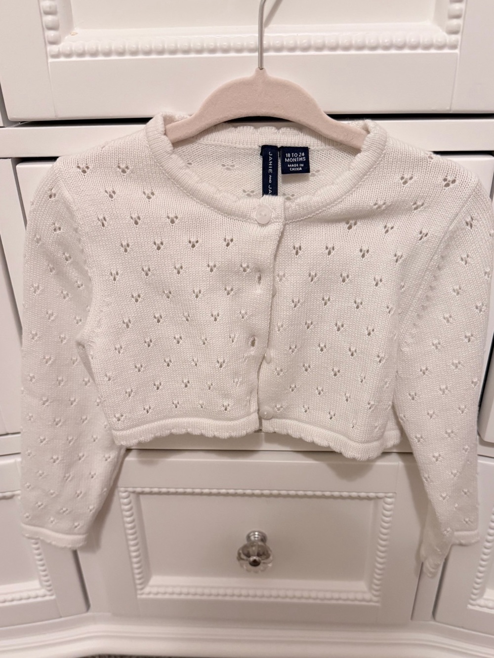 Janie and Jack White Baby Knit Cardigan 18-24M